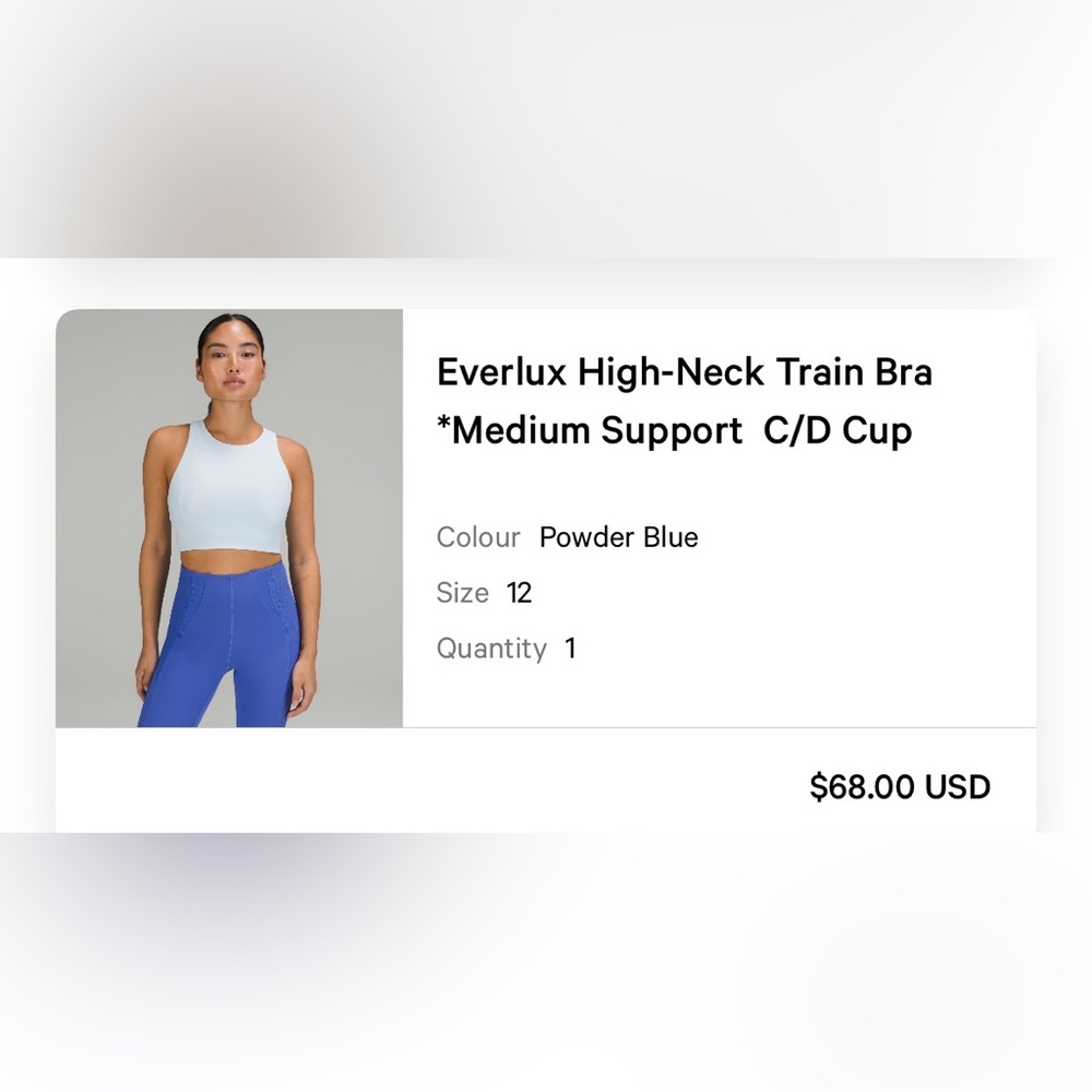 Lululemon everlux high neck train bra